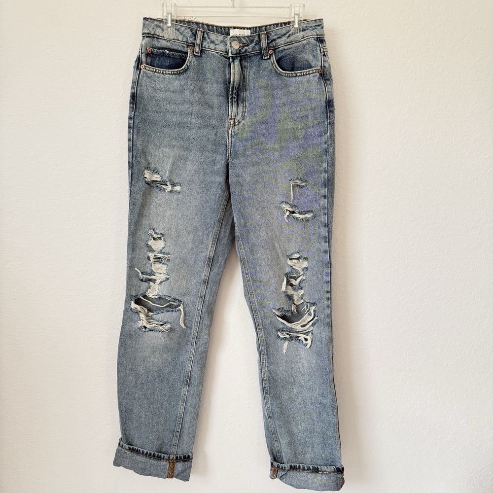 Avec Les Filles Cool girl Straight Fit High Rise Distressed Jeans size 28